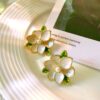 Pearl Enamel Camellia Earrings