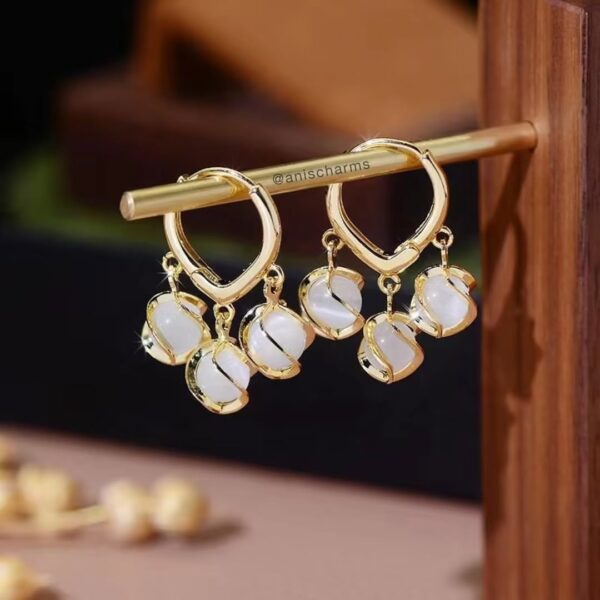 Crystal Drop Cat Eye Hoop Earrings