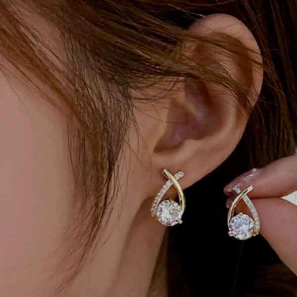Cross Fishtail Zircon Earrings