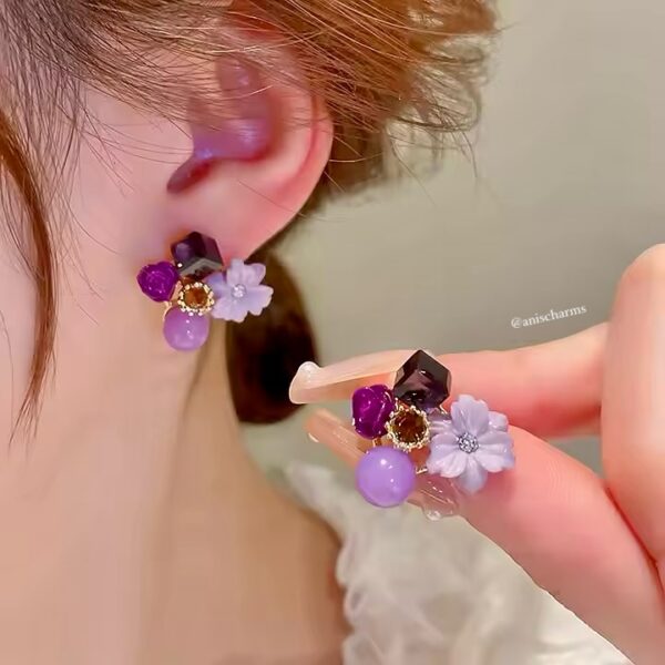 Pearl Crystal Opal Flower Earrings