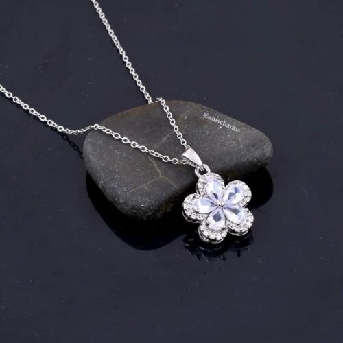 Zircon Crystal Flower Pendant Necklace