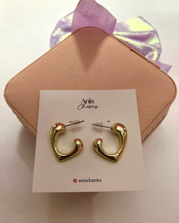 Golden Heart Hoop Earrings