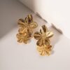 Double Blossom Golden Studs Earrings