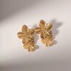 Double Blossom Golden Studs Earrings