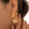 Double Blossom Golden Studs Earrings