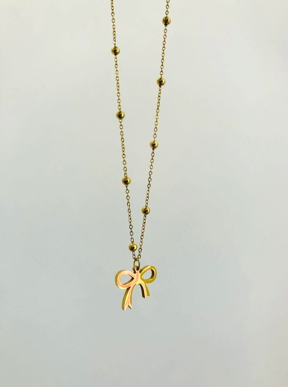 blush-bow-pendent Blush Bow Necklace