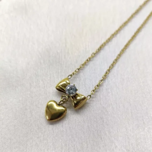 dainty bowheart pendant necklace