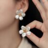 Pearl Flower Stud Earrings
