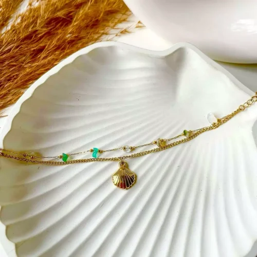 golden shell charm bracelet