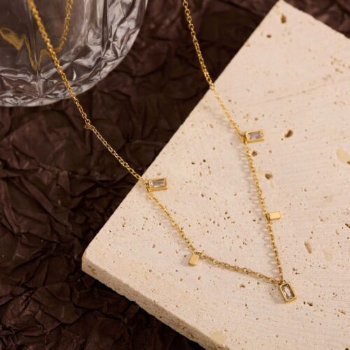 tiny crystal charm necklace