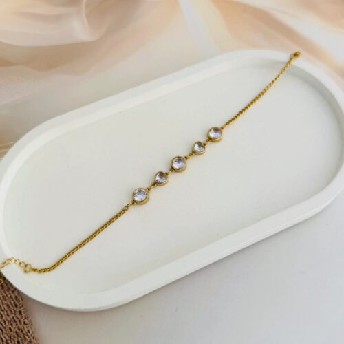 elegant five crystal bracelet Anti Tarnish Floral Bracelet