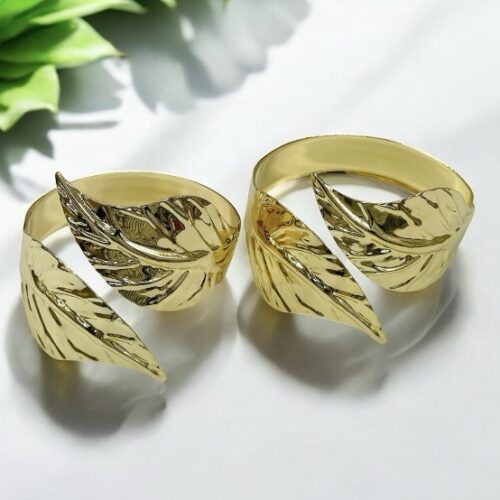Golden Leaf Embrace Cuff Bracelet