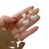 shiny heart drops earrings