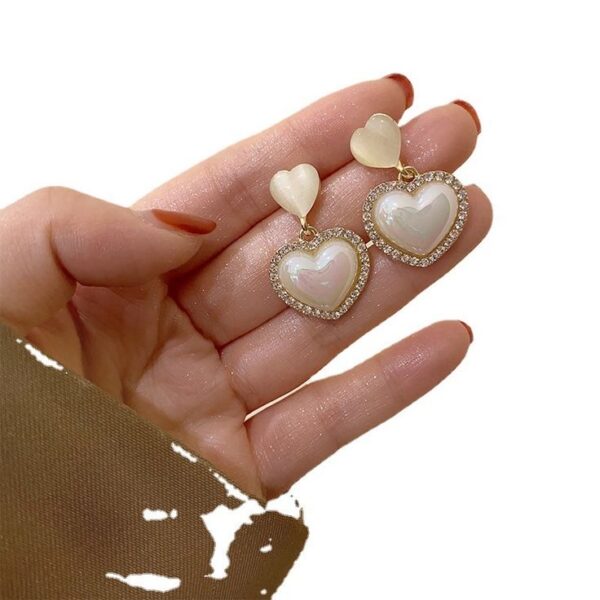 shiny heart drops earrings