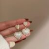 shiny heart drops earrings