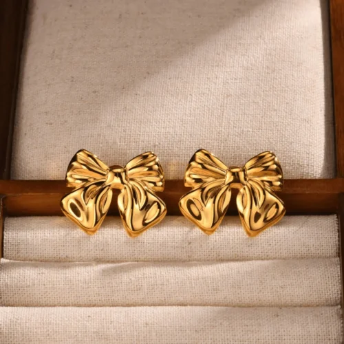shiny bow knot earrings