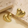 Curved Heart Studs Earrings